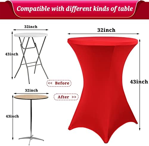 Pesonlook 6 Pack Red Cocktail Spandex Table Cover,32x43 Inch - Image 3