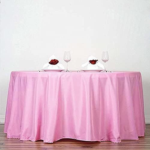 6 pcs 132 inch Pink Round Polyester Tablecloths Fabric Table Cover Linens | 132" Washable Fabric Table Cloth Covers for Party Wedding Reception Buffet Events Catering Dining Kitchen Dining - Image 5