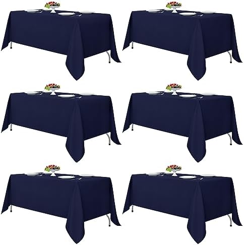 Fitable 6 Pack Navy Tablecloths 70x120 Inch for 6-8 Ft Rectangle Tables by Fitable