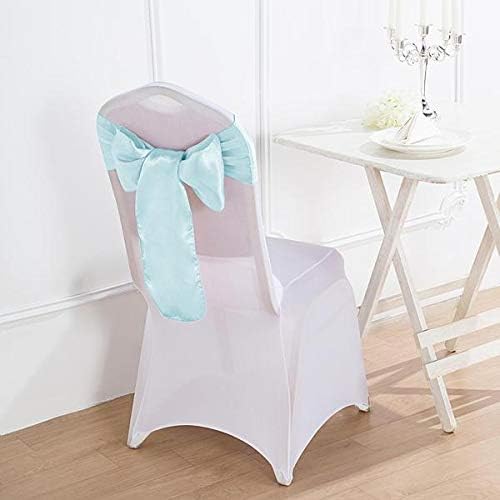 Balsa Circle 50 Light Blue Satin Elegant Chair Cover Bows Sashes Wedding Banquet Decorations Party Supplies Engagement Events Reception - Image 5