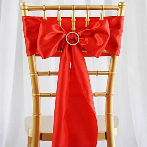 Balsa Circle 10 Red Satin Elegant Chair Cover Bows Sashes Wedding Banquet Decorations Party Supplies Engagement Events Reception - Image 2