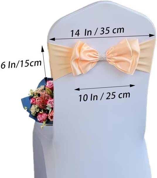 10 PCS Spandex Chair Sash Bow Tied,Elastic Sashes Chair Bands for Wedding Party Reception Events Celebration Banquets Hotel Event Decorations Chairs Decoration(Pink Champagne) - Image 2