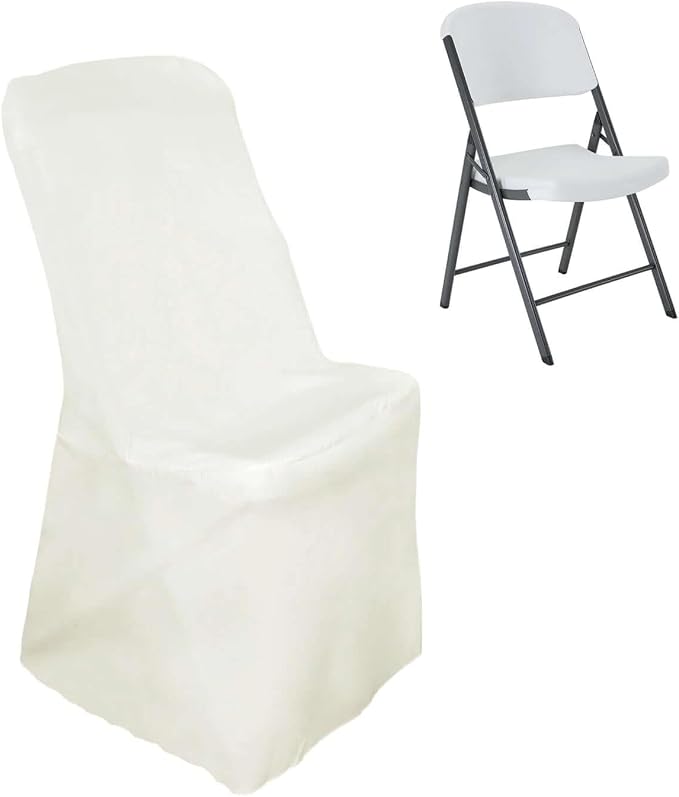 Efavormart 30 PCS Ivory Polyester Lifetime Folding Chair Covers, Durable Reusable Chair Covers by efavormart