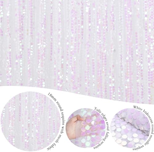Glitter Backdrop Curtains 4ftx8ft White Iridescent Sequin Drapes Panels Mermaids Party Undersea World Party wall Decorations Background Fabric - Image 5