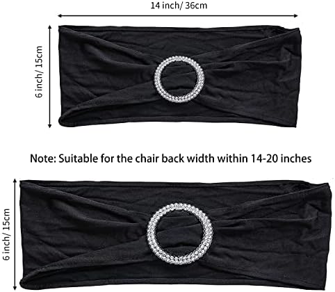 ManMengJi Black Chair Sashes, 50PCS Spandex Sashes Bows, Chair Cover Bands with Buckle Slider for Banquet, Party, Hotel Event Decorations - Image 4
