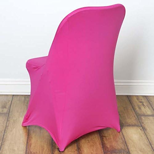 Tableclothsfactory 10PCS Stretchy Spandex Fitted Folding Chair Cover Dinning Event Slipcover for Wedding Party Banquet Catering - Fushia - Image 2