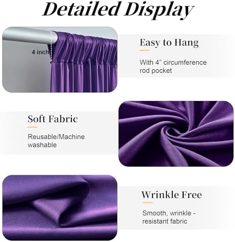 50ft x 12ft Purple Backdrop Curtains for Parties, Wrinkle Free 10 Panels Photo Backdrop Drapes Back Drop Cloth for Wedding Birthday Photography Background Decor - Image 4