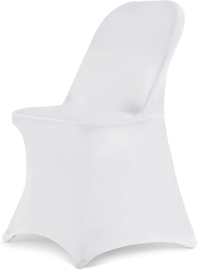 HAINARverS Folding Chair Covers for Wedding, 10PCS White | Stretch Spandex Washable Fabric Chair cover, Decoration Chair Cover for Wedding, Party, Banquet, Birthday, Conference, Event by HAINARverS