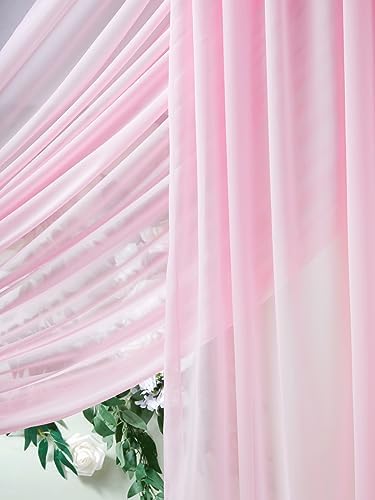 Pink Sheer Backdrop Curtains 6 Yards Chiffon Fabric Drapes Backdrop 6 Panels for Wedding Ceremony Party Ceiling Reception Decoration - Image 3