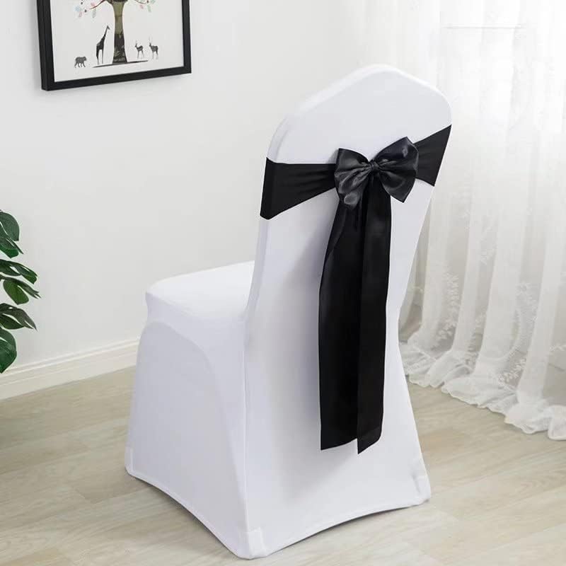 Pack of 100 Satin Stretch Chair Sash Bow, No Need Tied, Spandex Chair Bands, Chair Ribbons Bows for Hotel Wedding Party Banquet Birthday Reception Decor (Black) - Image 2