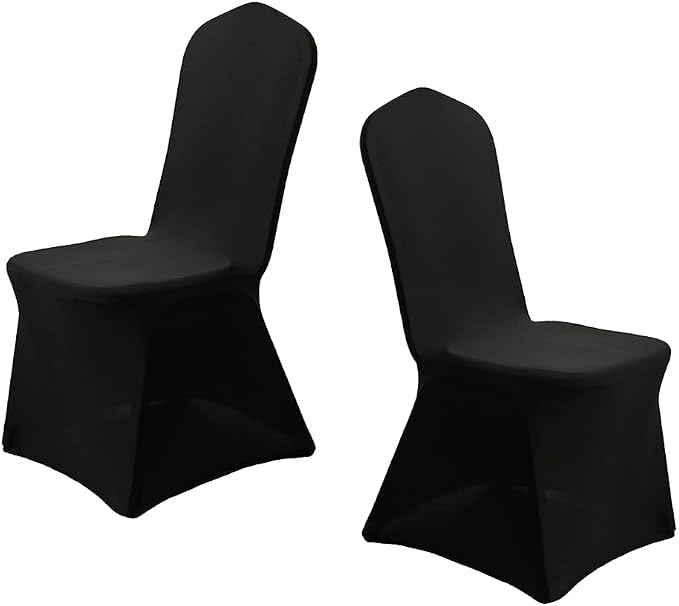 XMNTG 100PCS Black Chair Covers Stretch Polyester Spandex Outdoor Chair Cover Dining Room Chair Slipcovers Universal Chair Protector Cover for Wedding Party Banquet Hotel (Black, 100PCS) - Image 2