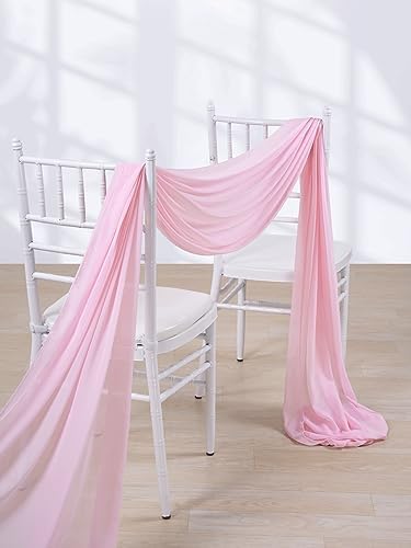 Pink Sheer Backdrop Curtains 6 Yards Chiffon Fabric Drapes Backdrop 6 Panels for Wedding Ceremony Party Ceiling Reception Decoration - Image 4