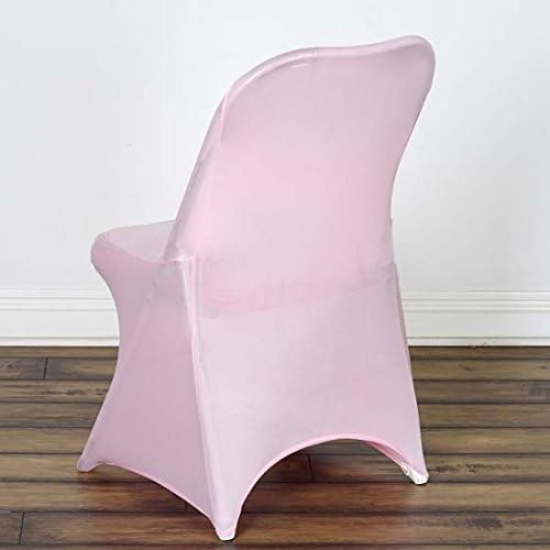Tableclothsfactory 50pcs Stretchy Spandex Fitted Folding Chair Cover Dinning Event Slipcover for Wedding Party Banquet Catering - Pink - Image 2