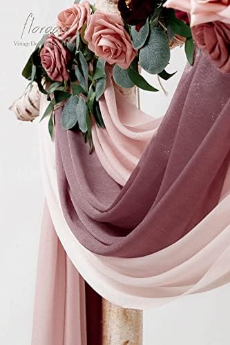 Floroom Wedding Arch Draping Fabric 3 Panels 20Ft Chiffon Fabric Drapes Arbor Drapery Wedding Ceremony Reception Swag Decorations (Mauve +Dusty Rose +Blush) - Image 4