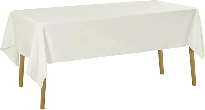 MDS Pack of 10 Rectangle Tablecloth 70 x 90 Inch Polyester Wrinkle Resistant Washable Polyester Table Cloth for Kitchen Dining Buffet Parties, Picnic, Events, Weddings and Restaurants - Ivory by MDS