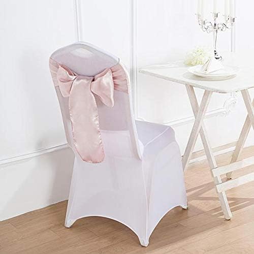 Balsa Circle 10 Blush Satin Elegant Chair Cover Bows Sashes Wedding Banquet Decorations Party Supplies Engagement Events Reception - Image 5