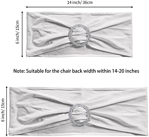 ManMengJi 25PCS Chair Sashes, Sliver Spandex Sashes Bows, Chair Cover Bands with Buckle Slider for Banquet, Party, Hotel Event Decorations - Image 4