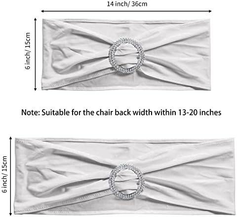 ManMengJi 25PCS Chair Sashes, Sliver Spandex Sashes Bows, Chair Cover Bands with Buckle Slider for Banquet, Party, Hotel Event Decorations - Image 3