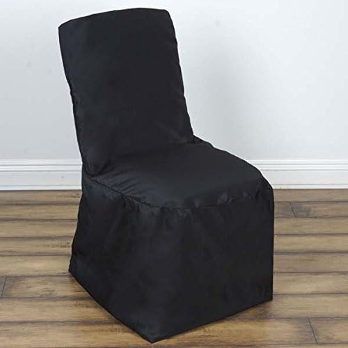 Tableclothsfactory 30 PCS Black Square Top Polyester Banquet Chair Cover Dinning Event Slipcover for Wedding Party Banquet Catering by TABLECLOTHSFACTORY