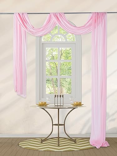 Pink Sheer Backdrop Curtains 6 Yards Chiffon Fabric Drapes Backdrop 6 Panels for Wedding Ceremony Party Ceiling Reception Decoration - Image 6