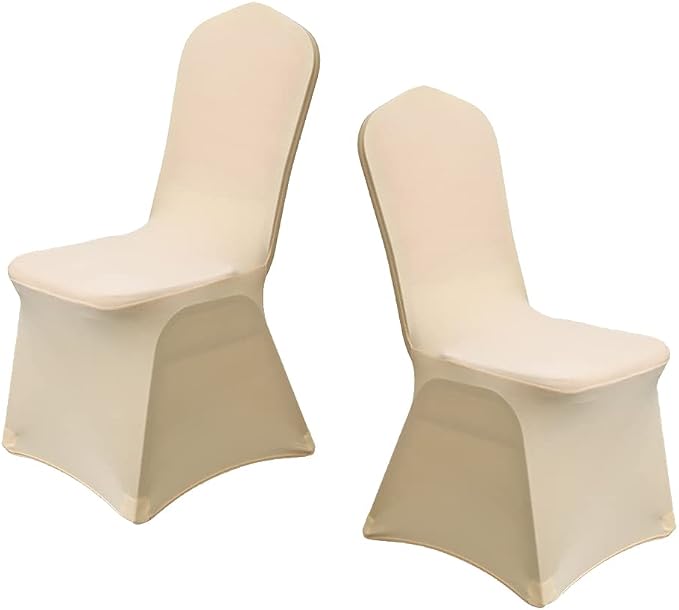 XMNTG 10PCS Chair Covers Stretch Polyester Spandex Outdoor Chair Cover Dining Room Chair Slipcovers Universal Chair Protector Cover for Wedding Party Banquet Hotel (Champagne, 10PCS) - Image 2