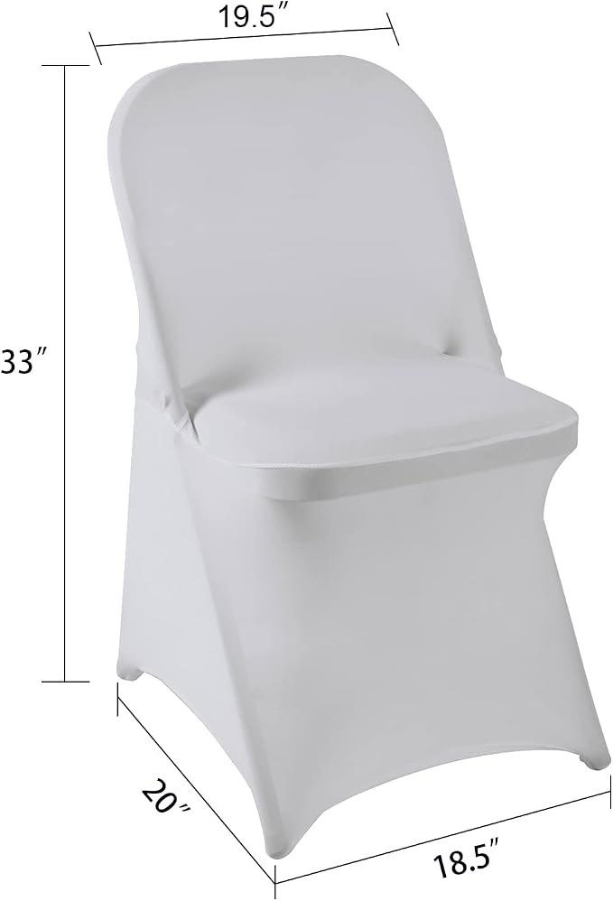 Folding Chair Covers for Party 12pcs, Sliver Universal Spandex Chair Covers for Folding Chairs, Stretchy Fitted Chair Covers for Wedding, Party, Banquet, Conference (12pcs, Sliver) - Image 4