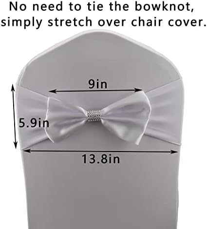 12 PCS Bows Stretch Chair Sashes, for Wedding Party Chair Cover Decoration, Spandex Stretch Chairs Bands (Pack of 12 White - Image 3