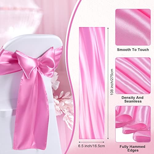 Lounsweer 50 Pcs Folding Chair Cover Set, White, Pink - Image 4
