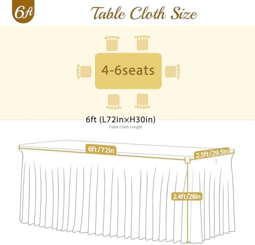 4 Pack Lavender Spandex Tablecloths for Rectangle Tables Light Purple Stretch Table Cloth Rectangle 6ft Lilac Elastic Fitted Table Cover with Skirt for Wedding Birthday Party Banquet Baby Shower - Image 7