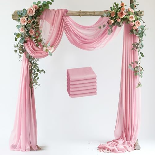 Wedding Arch Draping Fabric 6 Panels Blush Pink Sheer Backdrop Drape by Xiomot