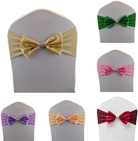 6 PCS Bows Stretch Chair Sashes, for Wedding Party Chair Cover Decoration, Spandex Stretch Chairs Bands (Pack of 6 Champagne - Image 2