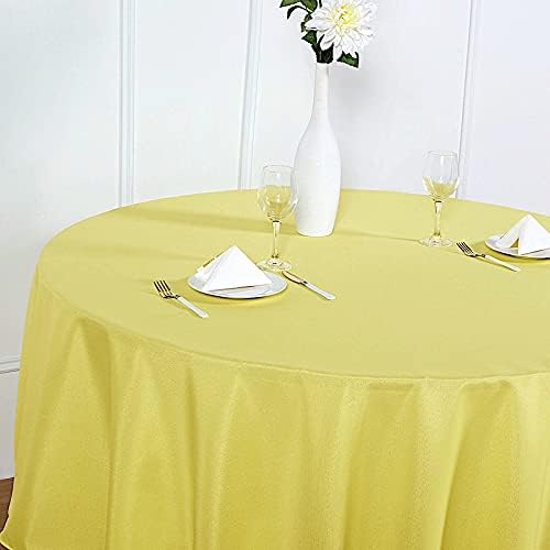 BalsaCircle 6 pcs 90 inch Yellow Round Washable Polyester Easy-Care Tablecloth for Indoor and Outdoor Bridal Shower Wedding Table Buffet Table Parties Kitchen Dining - Image 4