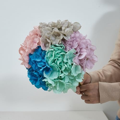 Artificial Hydrangea Flowers Coffee Heads 10 Fake Hydrangea Silk Flowers for Wedding Centerpieces Bouquets DIY Floral Decor Home Decoration with Stems(VASE NOT Included) - Image 3