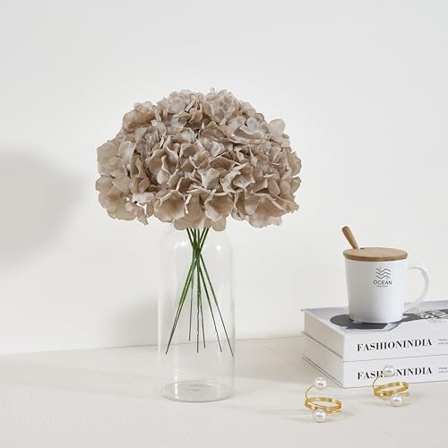 Artificial Hydrangea Flowers Coffee Heads 10 Fake Hydrangea Silk Flowers for Wedding Centerpieces Bouquets DIY Floral Decor Home Decoration with Stems(VASE NOT Included) - Image 4