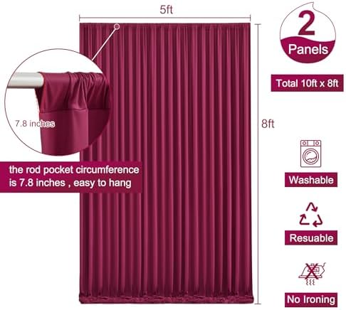 Burgundy Backdrop Curtain for Parties Wedding Wrinkle Free Maroon Photo Curtains Backdrop Drapes Fabric Decoration for Birthday Engagement Ceremony 5ft x 8ft,2 Panels - Image 5