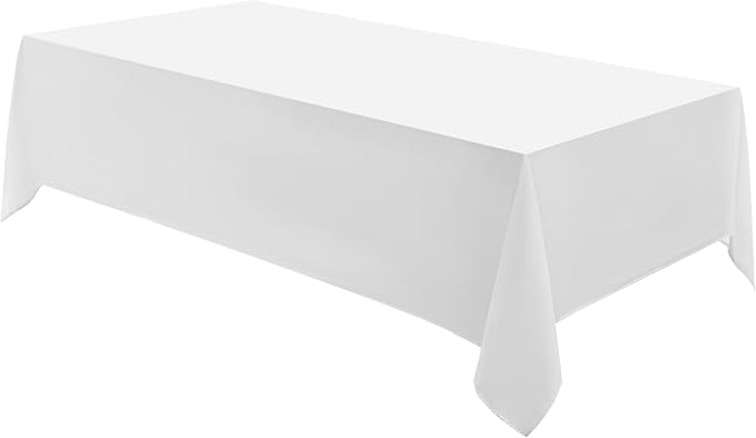 1 Pack White Rectangle Tablecloths 60x120 Inch for 8ft Tables | Washable Decorative Linen Polyester Table Cover for Dining Tables, Banquets Buffets Parties and Weddings by AOCOZHomeLifeMuseum