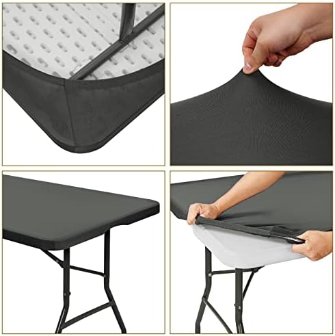 6 Pack Stretch Table Top Cap Cover, Gray, 30" x 96" - Image 5