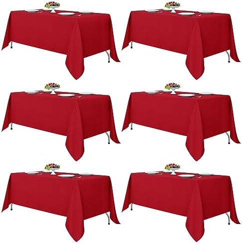 Fitable 6 Pack Red Tablecloths 70x108 Inch for 6 Foot Rectangle Tables by Fitable