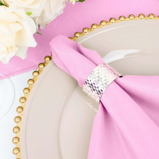 Efavormart Premium Cloth Napkins Set of 50, 20x20 Inch Pink Seamless Dinner Napkins, Washable Linen Table Napkin Cloth with Hemmed Edges for Weddings, Party and Banquet - Image 6