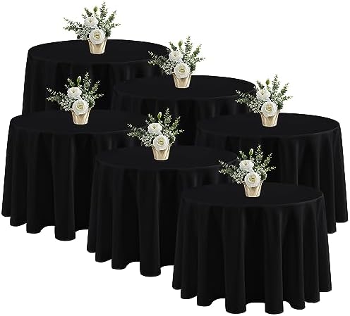 Fitable 6 Pack Black Round Tablecloths 90 Inch for 36"-72" Tables by Fitable