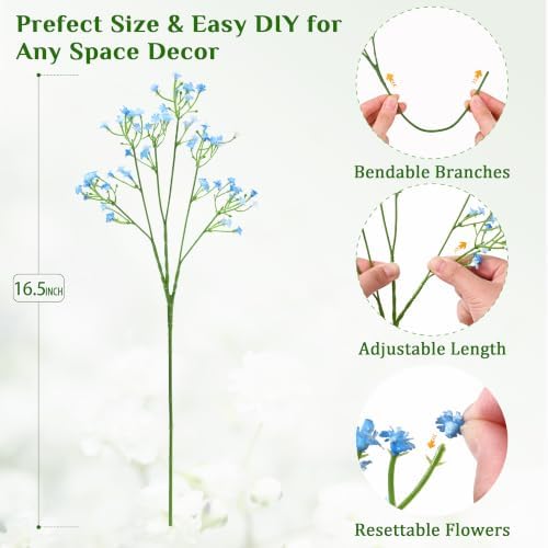 72 Pcs Babys Breath Artificial Flowers, Blue Fake Babys Breath Flowers - Image 4