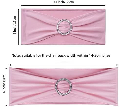 ManMengJi Chair Sashes, Light Pink Spandex Sashes Bows 25PCS, Chair Cover Bands with Buckle Slider for Banquet, Party, Hotel Event Decorations - Image 4