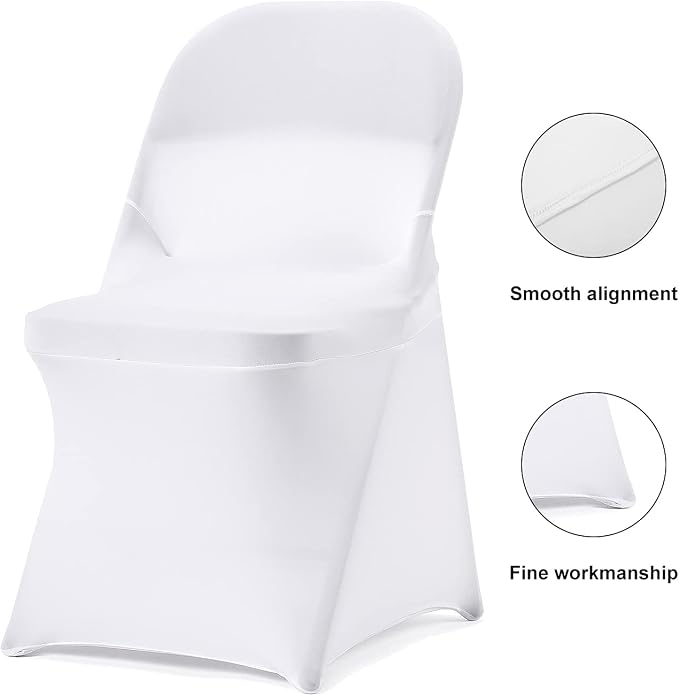 bricia 12 PCS White Stretch Spandex Folding Chair Slipcovers, Dining Room Chair Covers Stretch Chair Slipcovers Protector for Wedding, Banquet, and Party - Image 3