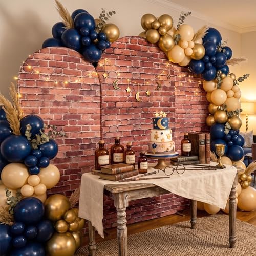 Red Brick Arch Backdrop Covers, Set of 3, 7.2ft 6.6ft 6ft, for Theme Party - Image 5