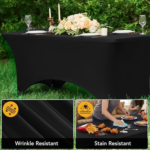 6-Pack Premium Black Spandex Tablecloths for 8ft Rectangle Tables - Image 4