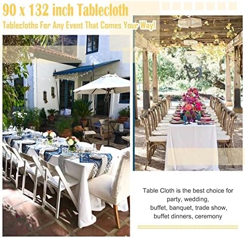 10 Pack White Tablecloths for 6ft Tables-90 x 132 Inch | Polyester Table Cover, Stain and Wrinkle Resistant Washable Fabric Table Cloth, Perfect for Wedding Banquet Parties - Image 6