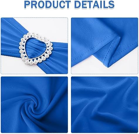 Pack of 120 Spandex Chair Sashes Bows Stretch Chair Cover Band with Buckle Slider Universal Elastic Chair Ties for Wedding Banquet Party Event Decoration (Royal Blue) - Image 3