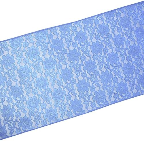 Zen Creative Designs 10 Pack Floral Lace Table Runner Sheer Lace Event Party Wedding Table Decor (12" by 90", Sea Blue) - Image 2