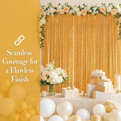 ShinyBeauty Gold Sequin Backdrop Curtains 4 Panels 2x8ft for Party Decor - Image 4