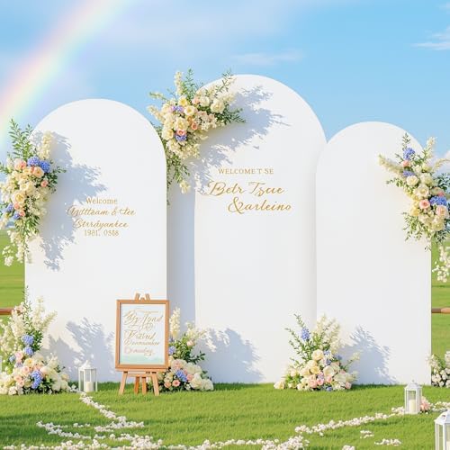 White and Blue Arch Backdrop Cover 7.2FT 6.6FT 6FT Arch Covers Stretchy Backdrop Set of 3, Wedding Arch Cover Spandex Fitted Double-Color Fabric Arch Covers for Party Baby Shower Birthday Decoration - Image 4